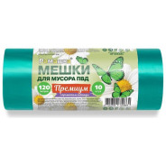 Мешки для мусора. 120 л. 10 шт. "Премиум". зеленые (70х110 см/35мкм)  ...РОМАШКА ВР-0054