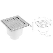 Сливной трап вертикальный D 50 с сухим затвором, с рамкой, решетка нерж. 100х100  мм.  ...AV Engineering AVE5010101