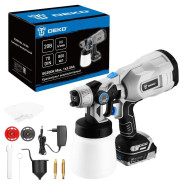 Краскопульт аккумуляторный, 20В, 1АКБ 3,0 А/ч, сопло 1 / 1,8 / 2,5, бачок 800 мл,  DEKO SG20DK Max ...Deko 083-1135