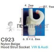 Клипса для крепления внутренней обшивки европейских а/м пластиковая (100шт/уп.)  ...Forsage C0923(European car)