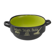 Супница керамическая, 140 mm, круглая, серия Харчо, черно-зеленая  ...PERFECTO LINEA 18-416513