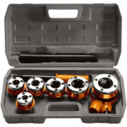 Набор клуппов 1/4"-3/8"-1/2"-3/4"-1"-1 1/4", плашкодержатель с трещотк...Сибртех 773355