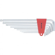 Набор ключей имбусовых HEX, 1.5–10 mm, CrV, 9 шт., экстра-длин, c шаром, сатин.  ...Matrix 16410