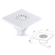 Сливной трап вертикальный D 50 решетка пласт. 150х150 mm  NOVA 5030