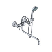 Смеситель для ванны (Lt) вентильный (тип I) (Длинный S-излив, длина 309,5 мм, лейка и шланг в компле...AV Engineering AVROL7-D21