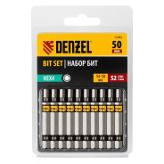 Набор бит HEX 4х50, сталь S2, шестигранный профиль, 10 шт.  DENZEL 11662