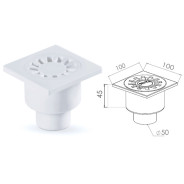 Сливной трап вертикальный D 50 решетка пласт. 100х100 mm  NOVA 5060