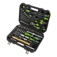 Набор инструментов, 1/2", 1/4", CrV, пластиковый кейс 76 предм.  ...Сибртех 13528