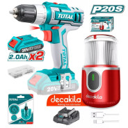 Набор аккумуляторных инструментов , 20В, 2АКБ 4,0 А/ч, (дрель-шуруповерт, кофемолка Decakila)  ...TOTAL TOSLI23013