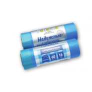 Мешки для мусора с завязками, 60 л, 10 шт, "НАДЕЖНЫЕ", синие (59х64 см/23 мкН)  ...РОМАШКА ВЗ0601012