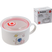 Кружка для супа с крышкой с паровыпуском, 850 мл, керамическая, COSMOS-2  ...PERFECTO LINEA 17-902217