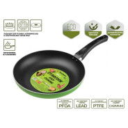 Сковорода ф 24х4.3 см, штамп., алюм., антиприг. покр., серия STARCOOK, зеленая  ...PERFECTO LINEA 56-240431