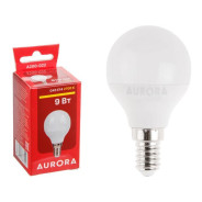 Лампа светодиодная G45 ШАР 9Вт 230В E14 2700K  AURORA A200-022