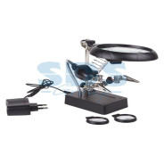 Держатель "Третья рука" с лупой х2.5, подставка под паяльник, LED подсветка  ...REXANT 12-0250