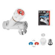 Кран вентильный  угловой 1/2"х1/2" установочный ХРОМ с фильтром  ...AV Engineering AVE2571212