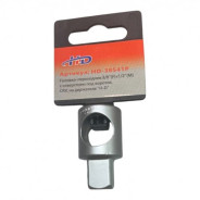 Головка-переходник 3/8"(F)x1/2"(М) с отверстием под вороток, CRV, на держателе  ...H-D HD-38541P