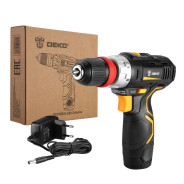 Дрель-шуруповерт аккумуляторная, 12В, 1 АКБ 1.5 А/ч, DEKO GCD12DU3 (removable chuck)...Deko 063-4114
