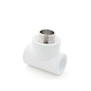 Тройник ПП комбинированный с наружной резьбой 20х1/2", белый  ...РосТурПласт 10753