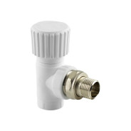 Кран вентильный для радиатора ПП 20х1/2" угловой, белый  ...РосТурПласт 10533