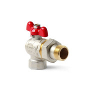 Кран шаровый угловой 1" нар.-вн. бабочка (со сгоном) никелированный  ...PRO AQUA EWB69-m25-f25x