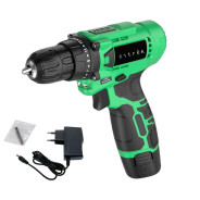 Дрель-шуруповерт аккумуляторная,12В, 1АКБ 1,5 А/ч, 24Нм, 850 об.мин,   Green Li Plus...Zitrek 083-1021