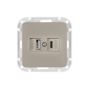 Розетка с двумя USB-разъемами (скрытая, узел) песочная, Astrum  ...BYLECTRICA РП5-6562 песочн