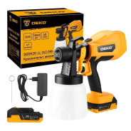 Краскопульт аккумуляторный, 20В, 2АКБ 2,0 А/ч,  сопло 1,8 мм; ширина расп. 300 мм, производ. 400 мл/...Deko 086-1020