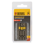 Набор бит комбинированный 3 шт., РН1, РН2, РН3, 50 mm, сталь S2  ...DENZEL 11676