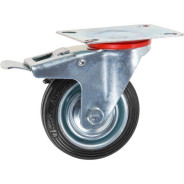 Опора колёсная d-75мм на площадке с фиксатором, резиновая  ...STARFIX SMF-49705-1