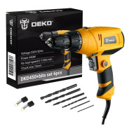 Шуруповерт сетевой 450Вт, 10мм, 25Нм, 1100об/мин, DEKO DKD450 SETDeko 063-4281