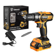 Дрель-шуруповерт аккумуляторная, 20В, 1 АКБ 2.0 А/ч, DEKO GCD20DU3...Deko 063-4144
