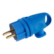 Вилка угловая с ушком (с/з, 16А, 250В) каучук, синяя (В16-002)  ЮПИТЕР JP7602-05