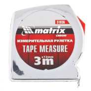 Рулетка Chrom, 3 м x 13 мм, хромированный корпус  Matrix 31036