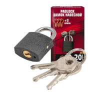 Замок навесной (дужка 3мм, пространство для замка 11х10мм, 3 ключа)  ...FORCEKRAFT FK-W-Black(FB)20