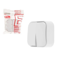 Выключатель 2 клав. (открытый, 10А) белый, Bailly,  LEIDEN ELECTRIC 806002