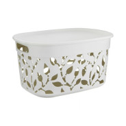 Коробка ФЛОРА 12 л с крышкой (белый ротанг)  IDEA М2363