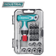 Отвертка Т-образная реверсивная с насадками   (18 предметов)...TOTAL TACSD30186