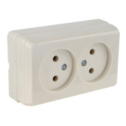 Розетка 2-ая открытая, без заземления, кремовая, BRON,  MUTLUSAN 2160 203 0202