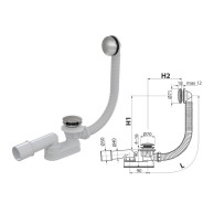 Сифон для ванны click/clack металл  Alcaplast A504CKM-BL-01