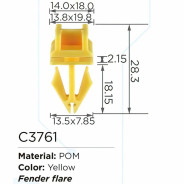 Клипса для крепления внутренней обшивки а/м Форд пластиковая (100шт/уп.)  ...Forsage клипса C3761(Ford)