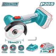 Углошлифмашина мини аккумуляторная, 20В, 1АКБ 2,0 А/ч, диск 76 ,  ...TOTAL TAGLI76017