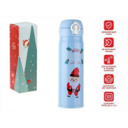 Термос, 500 мл, нержавеющая сталь, MERRY CHRISTMAS, голубой, Санта  ...PERFECTO LINEA 27-225466