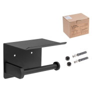 Держатель для туалетной бумаги с полкой, нержавеющая сталь (2 способа крепления: лента, шурупы)  ...PERFECTO LINEA 35-031010