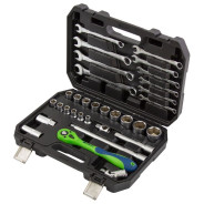 Набор инструментов, 1/2", CrV, пластиковый кейс 32 предм.  ...Сибртех 13527