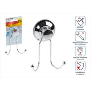 Крючок двойной настенный на вакуумной присоске, хром. сталь, FIX LOCK  ...PERFECTO LINEA 35-344720