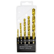 Набор нитридтитановых сверл по металлу, 3-4-5-6-8 мм, HSS, 5 шт., пласт. кор. цил. хвост.  ...Matrix 72383