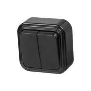 Выключатель 2 клавишный, открытый, до 6А, черный, Стандарт, VA56-232-Ч,  ...ЮПИТЕР JP7412-02