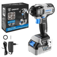 Гайковерт аккумуляторный, 1/2" , 2450об.мин, 20В, 1АКБ 4,0 А/ч, DEKO ZKIS...Deko 083-1084