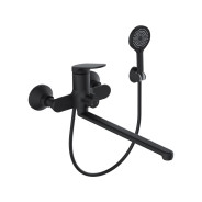 Смеситель для ванны D35, серия 710 черный (Длинный L-излив, длина 323 мм, лейка и шланг в комплекте)...ECONOCE EC0711BL