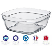 Салатник стеклянный, 140 мм, квадратный, серия Lys Carre Clear (Франция)  ...DURALEX 2033AF06B4111